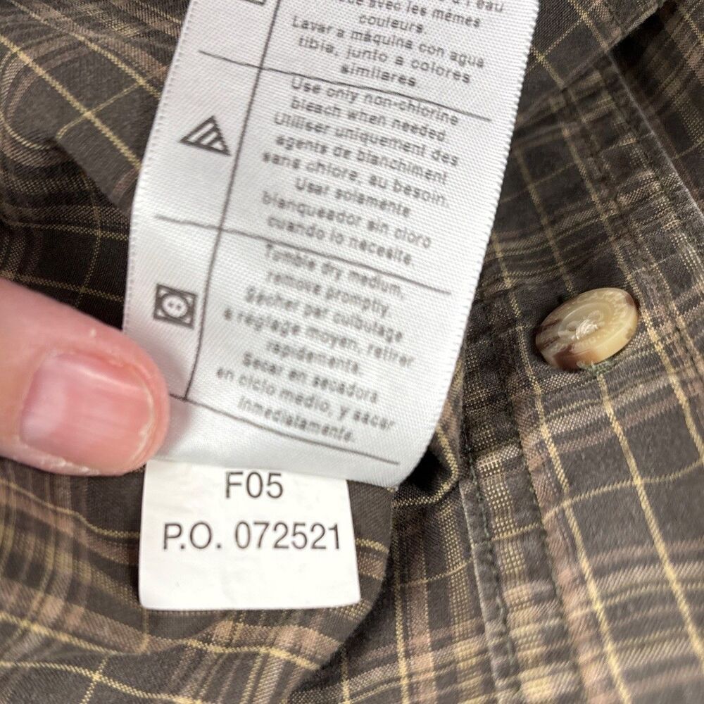 Carhartt Men Medium Olive Green Plaid Long Sleeve Button-Up w/ Leather Logo Tag - Picture 7 of 11